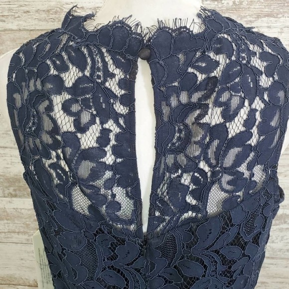 Eliza J Navy Blue Lace over Sleeveless Sheath Dress NWT Size 12 - Picture 4 of 12